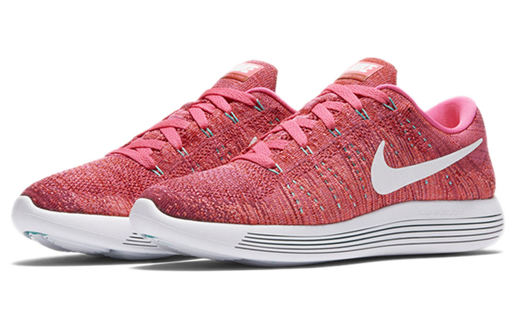Женские кроссовки Nike LunarEpic Flyknit (розово-белые) — фото 3