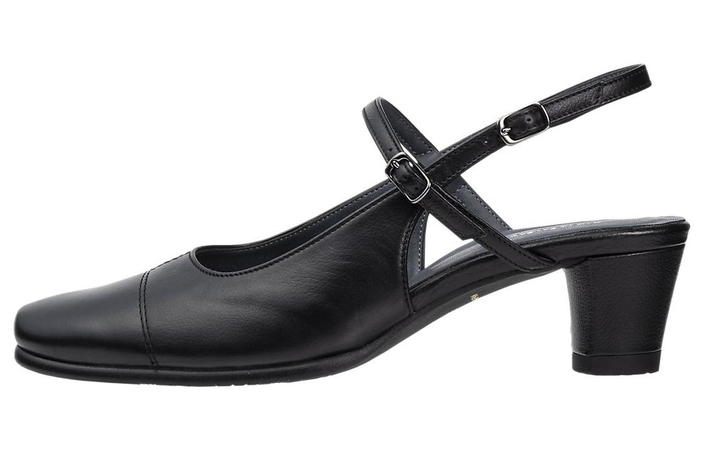 Asics Pedala Leather Chunky Heel High Heels Women's Black