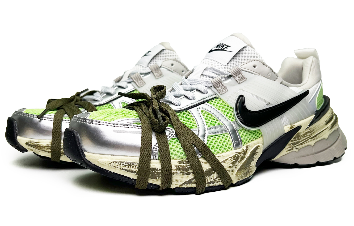 Nike V2K Run Non slip Lightweight Low top Running Shoes Women’s Silver Green