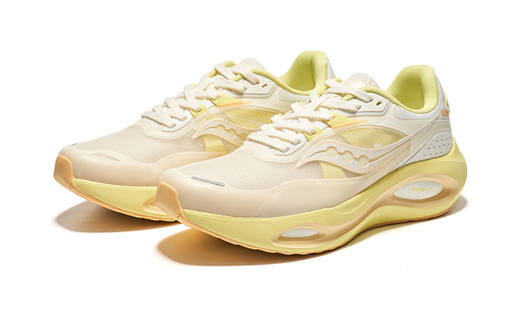 Saucony Phoenix Inferno Firebird 3 Cushioning Breathable Coverage Low top Casual Running Shoes Women’s White Yellow