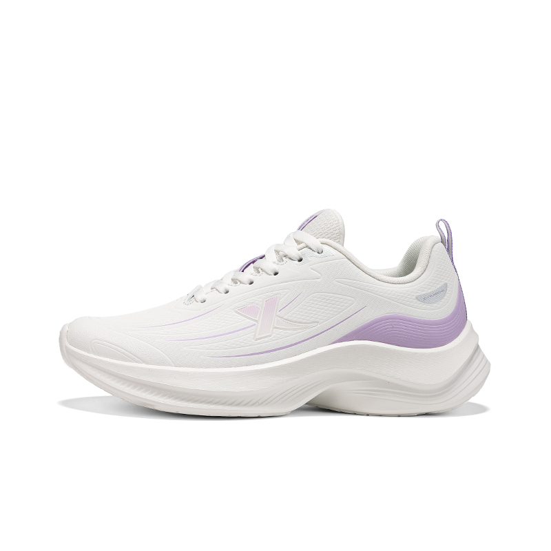XTEP Synthetic Leather Cushioning, Wear Resistant Low top Casual Running Shoes Women’s Sail White Peony Purple