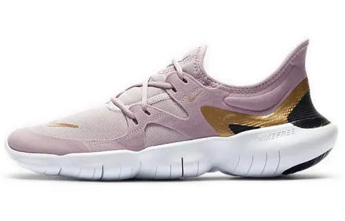 Nike Free RN 5.0 color-blocked sports shock-absorbing anti-slip lightweight low-top casual running shoes for women gold powder