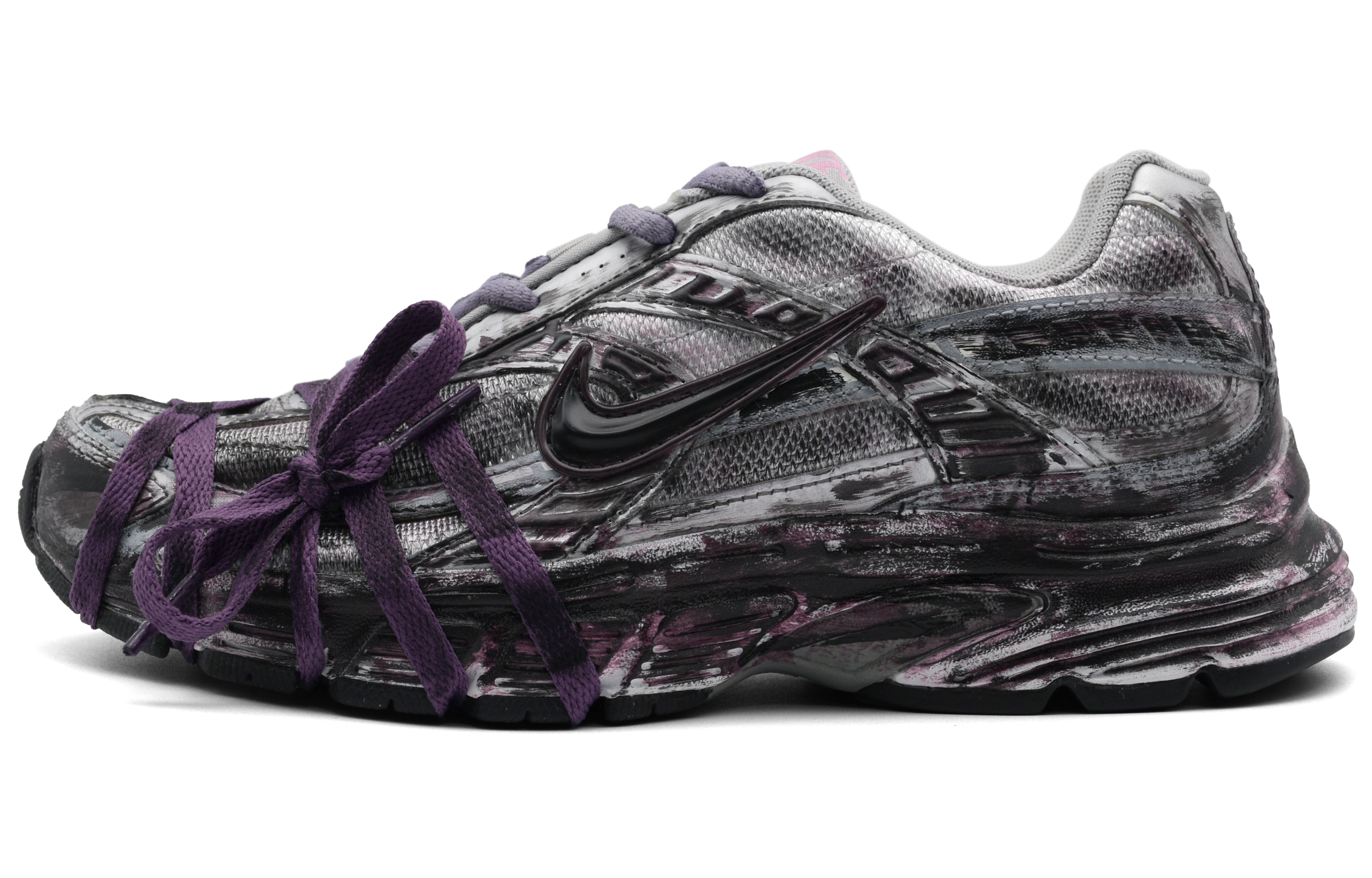 Nike Initiator Cushioning Breathable Support Lightweight Low top Casual Running Shoes Women's Black Purple