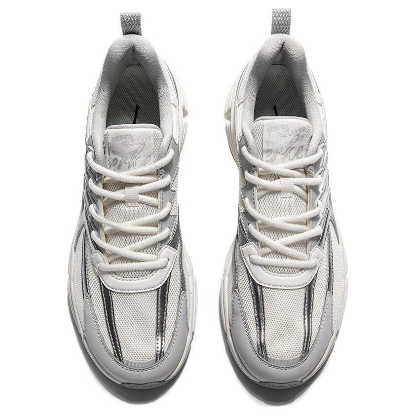 Erke Slip Resistant Cushioning Low top Casual Running Shoes Men’s Silver White