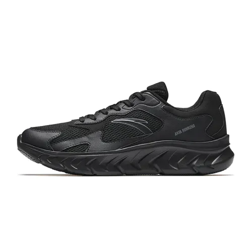 Anta Cushioning Abrasion Resistant Cushioning, Wear Resistant Low top Casual Running Shoes Men's Basic Black