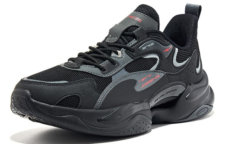 Erke Lightweight Cushioning Slip Resistant Abrasion Resistant Low top Running Shoes Men’s Black