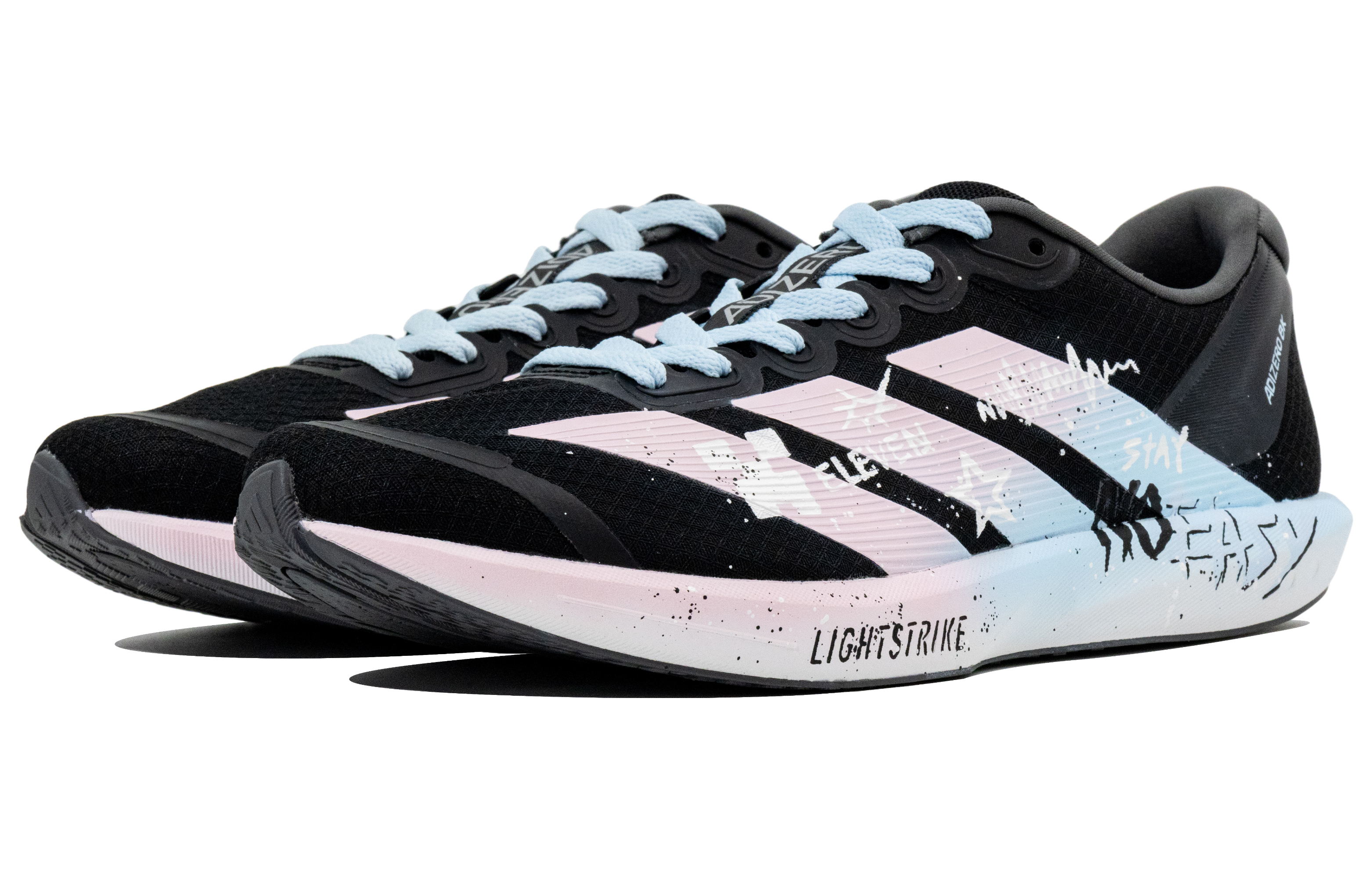 Adidas Adizero Lightweight Low top Running Shoes Unisex Black White Pink Blue