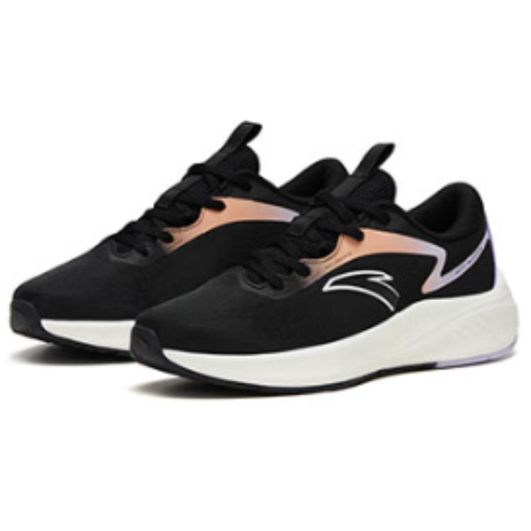 Anta Road Run Cushioning Slip Resistant Abrasion Resistant Low top Running Shoes Women’s Black Purple