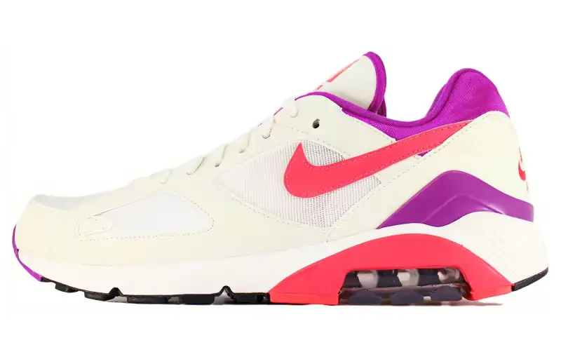 Nike Air Max 180 Cushioning, Wear Resistant Low top Running Shoes Men's White Red
