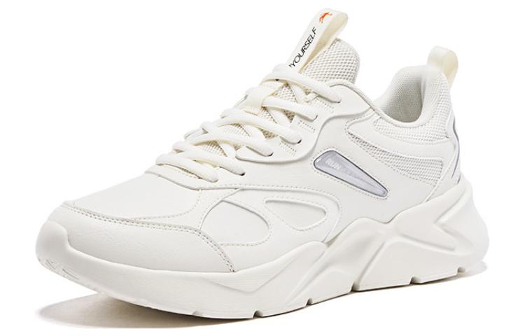 QIAODAN Textile, Synthetic Leather Soft And Comfortable Cushioning Breathable Low top Running Shoes Men’s White