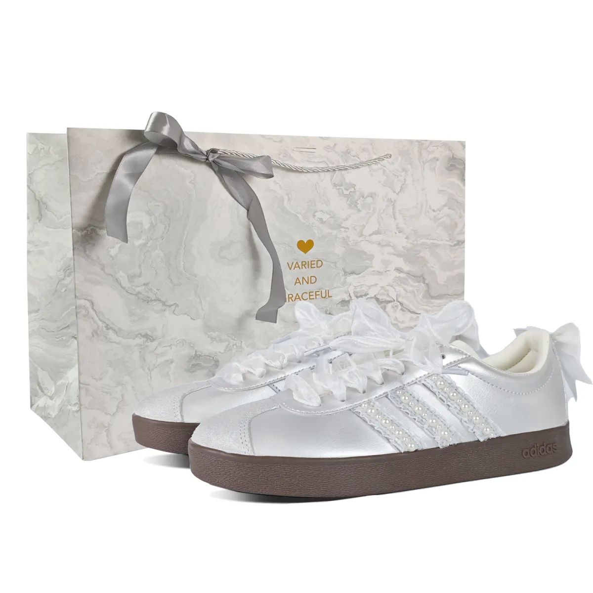 Adidas VL COURT 2.0 Abrasion Resistant Low top Skateboard Shoes Unisex Silver