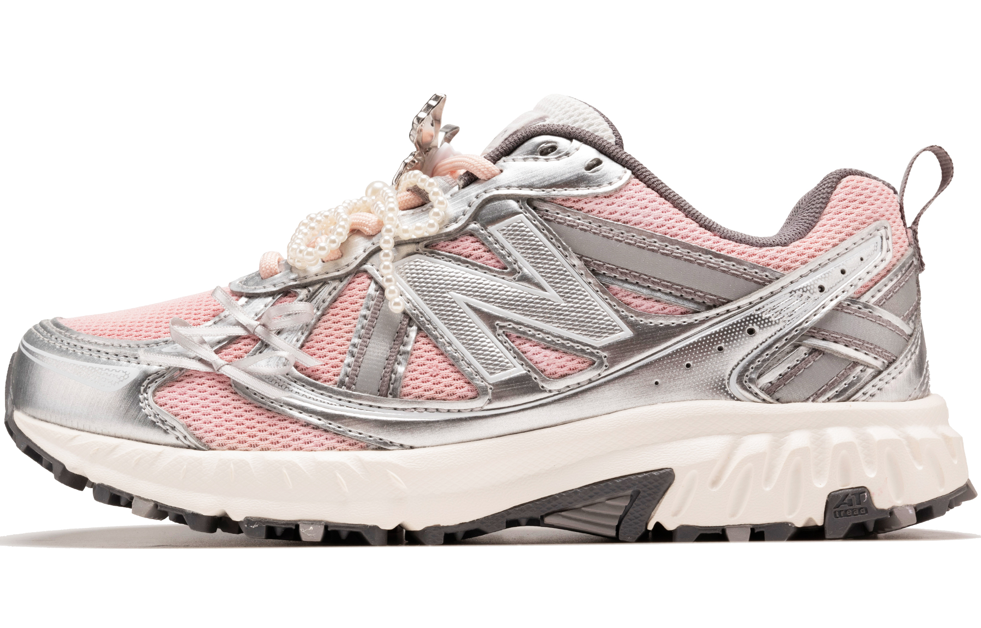 New Balance NB 410 Cushioning Slip Resistant Abrasion Resistant Low top Casual Running Shoes Unisex Silver Pink