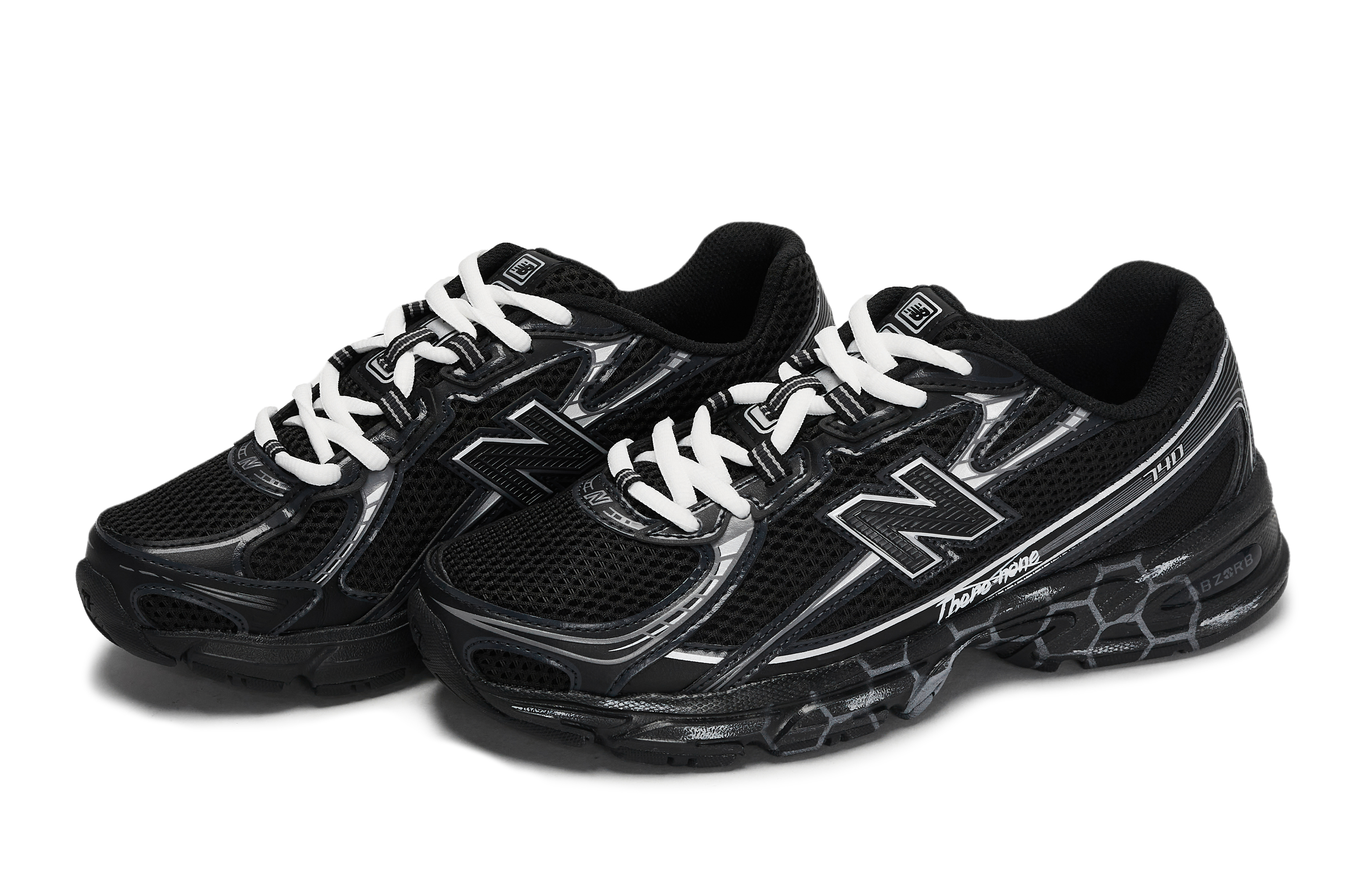New Balance NB 740 Slip Resistant Abrasion Resistant Low top Running Shoes Unisex Black White Gray