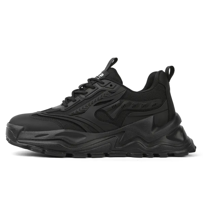 JEEP SPIRIT Abrasion Resistant Breathable Height Increasing Low top Chunky Sneakers Men's Black