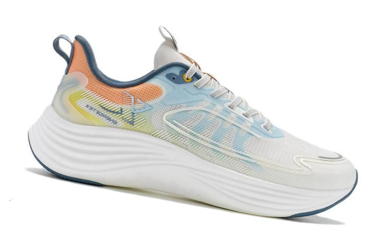 XTEP Comfortable Cushioning Slip Resistant Low top Running Shoes Men’s White Blue Orange