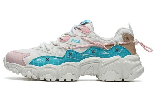 FILA Cat Claw Textile, Synthetic Leather Low top Chunky Sneakers Women's White Blue