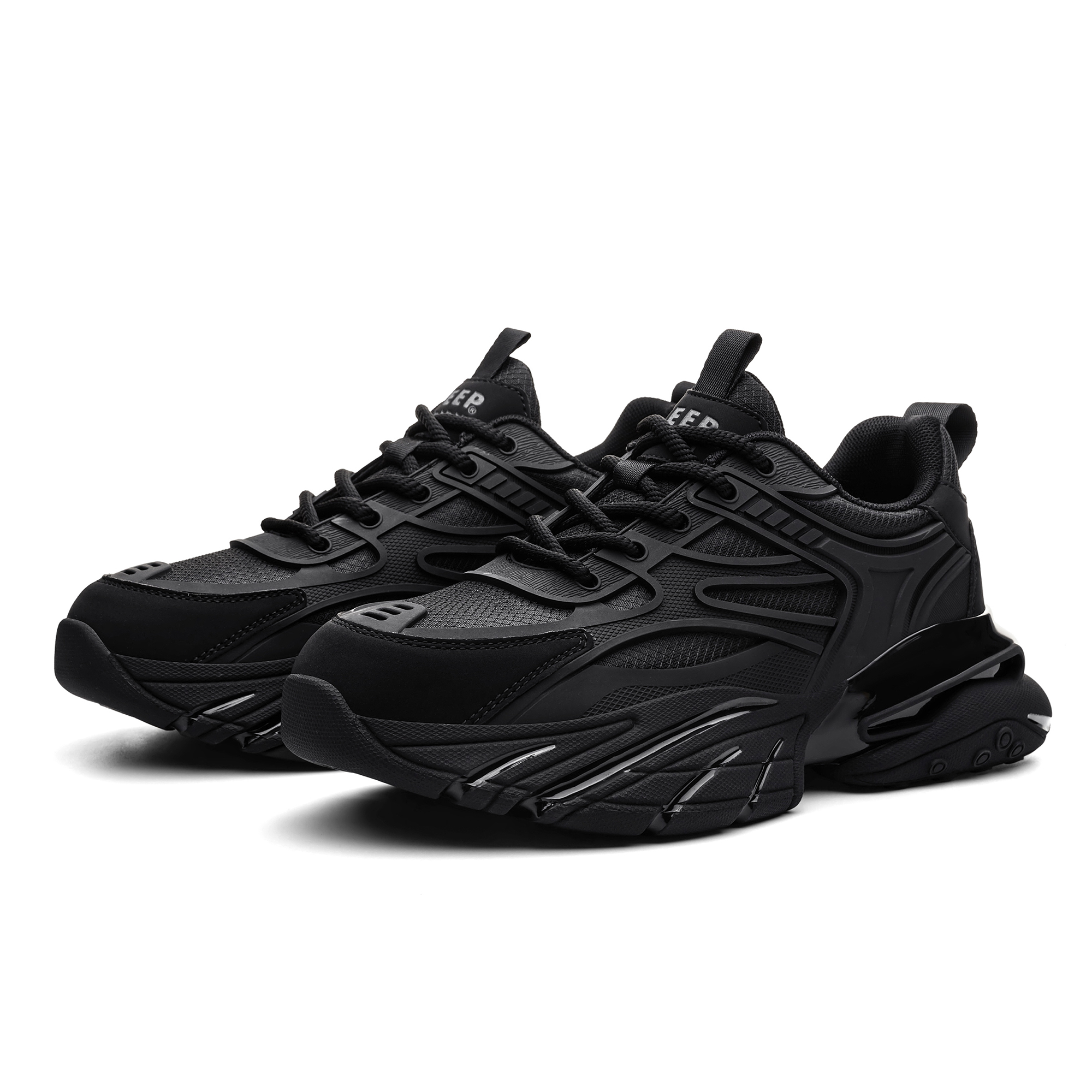 JEEP SPIRIT Black Myth Cushioning Slip Resistant Abrasion Resistant Lightweight Height Increasing Low top