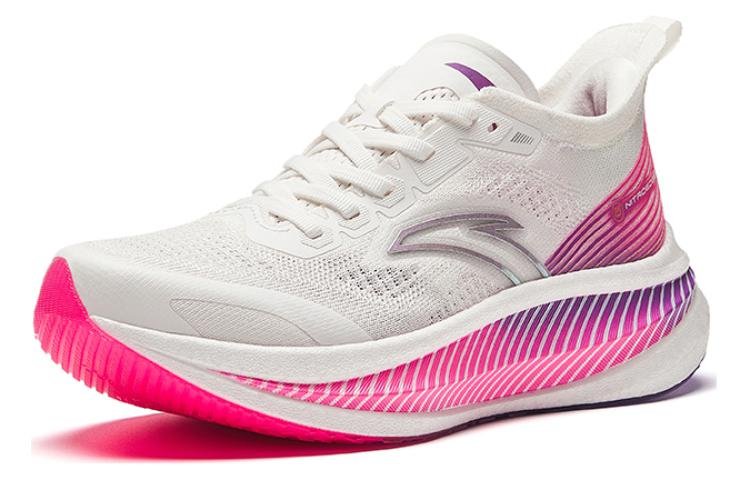 Anta Cushioning Abrasion Resistant Breathable Low top Full Length Carbon Plate Running Shoes Women’s White Pink