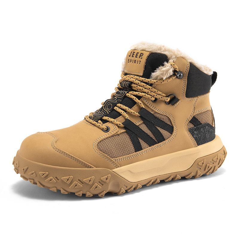 JEEP SPIRIT Cushioning Abrasion Resistant Waterproof Coverage Thermal Mid top Outdoor Shoes Men’s Sunrise Yellow