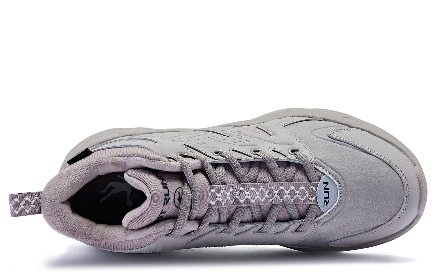 QIAODAN Comfortable Slip Resistant Mid top Running Shoes Men’s Purple Gray