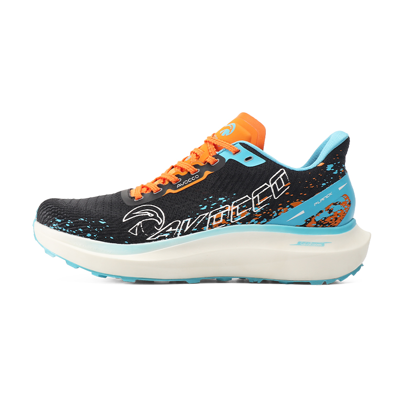 AVOCCO Gragle Mesh Cushioning Slip Resistant Abrasion Resistant Breathable Low top Running Shoes Unisex Lava Black