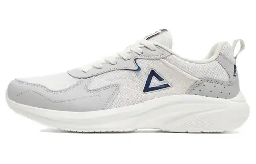 PEAK Cushioning Slip Resistant Abrasion Resistant Breathable Low top Running Shoes Men's Gray White