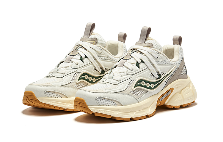 Saucony 2K CAVALRY Vintage Low top Casual Running Shoes Unisex White Gray Green