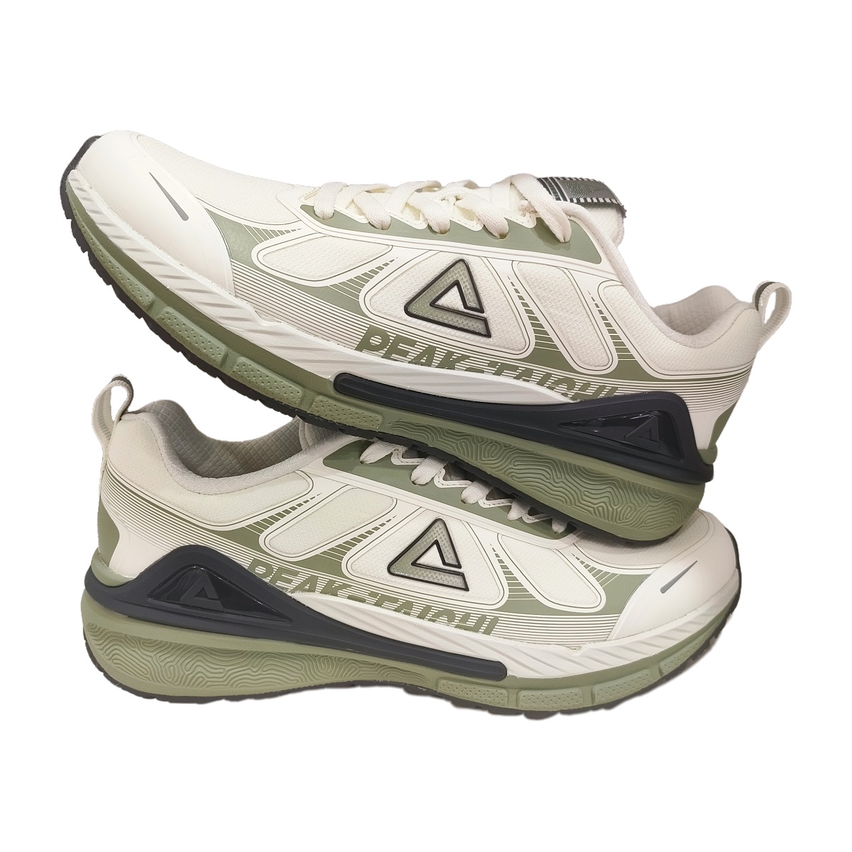 PEAK Cushioning Rebound Abrasion Resistant Support Low top Sprint Running Shoes Men’s White Green