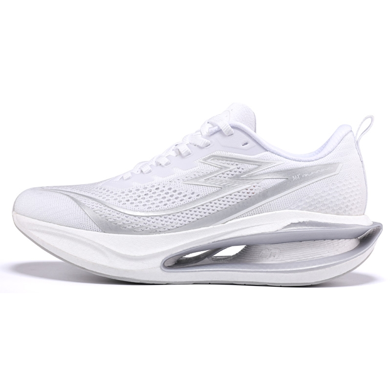 361° Carbon Levitating Collection Cushioning Slip Resistant Low top Carbon Plate Sprint Running Shoes Men’s White