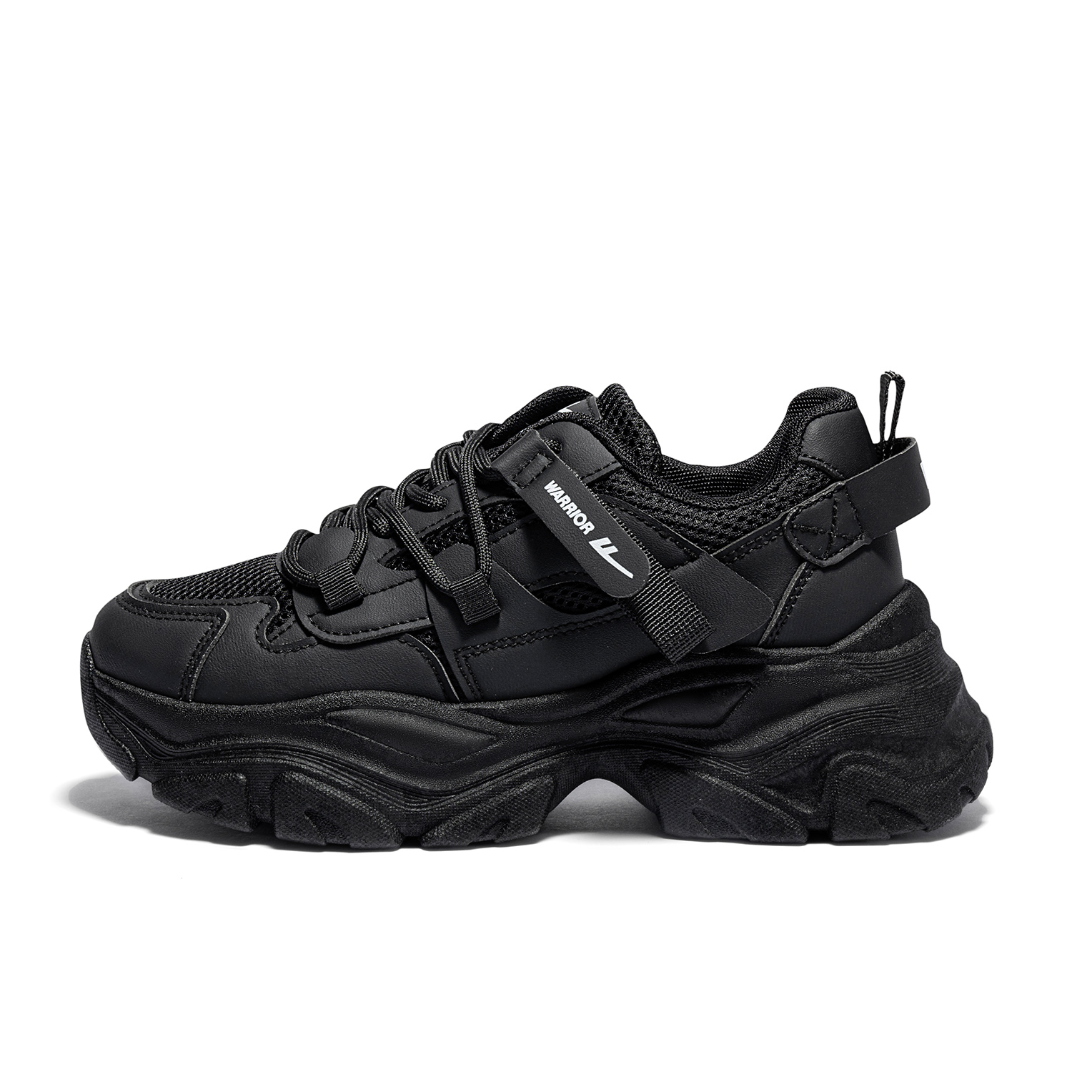 Warrior Black Warrior Mesh Retro Style Fashion Trend Thick Sole Increased Functional Style Sports Shoes Shock Absorbing Wear Resistant Breathable Lightweight Increased Low Top Dad Shoes Women's Black
