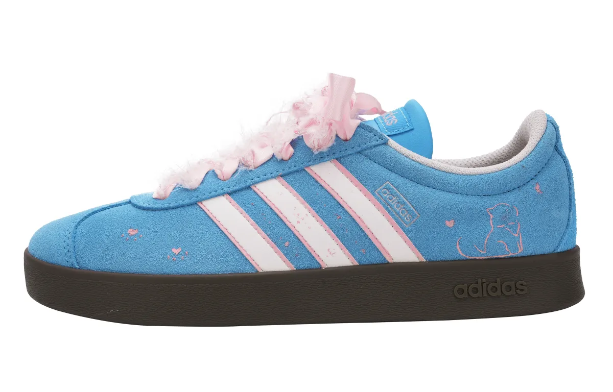 Adidas VL COURT 2.0 Pink Kitten Abrasion Resistant Low top Skateboard Shoes Unisex Blue
