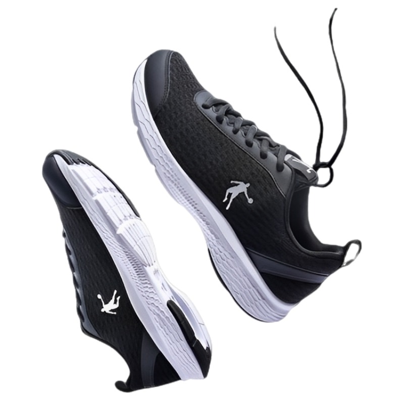QIAODAN Comfortable Slip Resistant Low top Running Shoes Men’s Black Silver