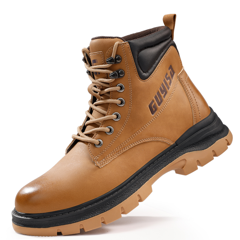 LANOUDUN Abrasion Resistant Slip Resistant High top Outdoor Shoes Men’s Yellow