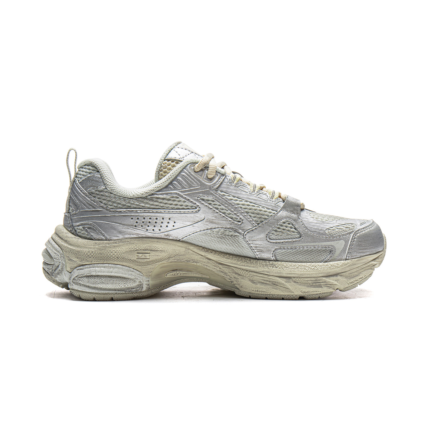 Li Ning Fuyao Boom Cushioning Slip Resistant Abrasion Resistant Rebound Low top Running Shoes Women’s Silver Gray