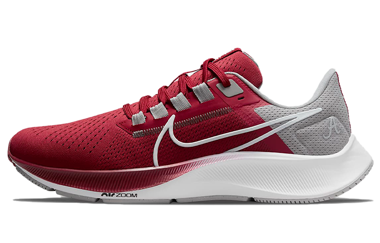 Nike Pegasus 38 Alabama Mesh fabric shock-absorbing non-slip wear-resistant breathable lightweight rebound low-top marathon running shoes men's red gray