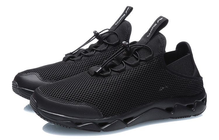 Li Ning Outdoor River Trekking Cushioning Slip Resistant Cushioning Slip Resistant Running Shoes Unisex Black