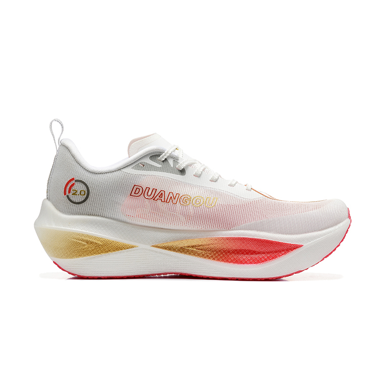 DUANGOU Running Shoes Unisex Low Top White Gold Red/Champion Red