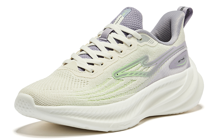 Erke Cushioning Abrasion Resistant Breathable Low top Running Shoes Women’s Ivory White Misty Purple