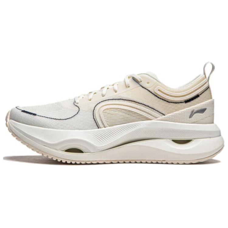 Li Ning Fabric Cushioning Abrasion Resistant Lightweight Rebound Low top Running Shoes Women’s Ecru