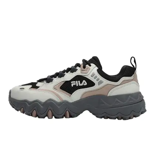 FILA Comfortable Abrasion Resistant Lightweight Height Increasing Low top Chunky Sneakers Women's Black Gray