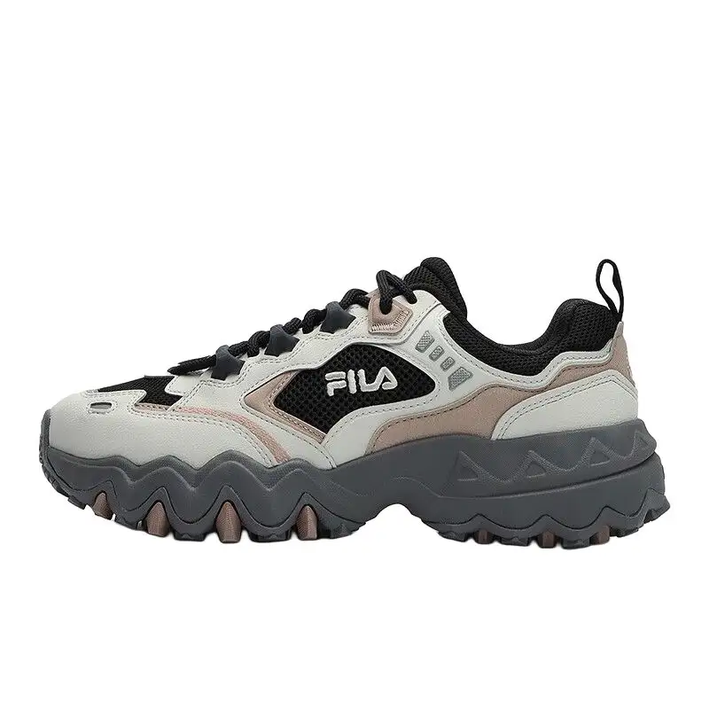 FILA Comfortable Abrasion Resistant Lightweight Height Increasing Low top Chunky Sneakers Women's Black Gray