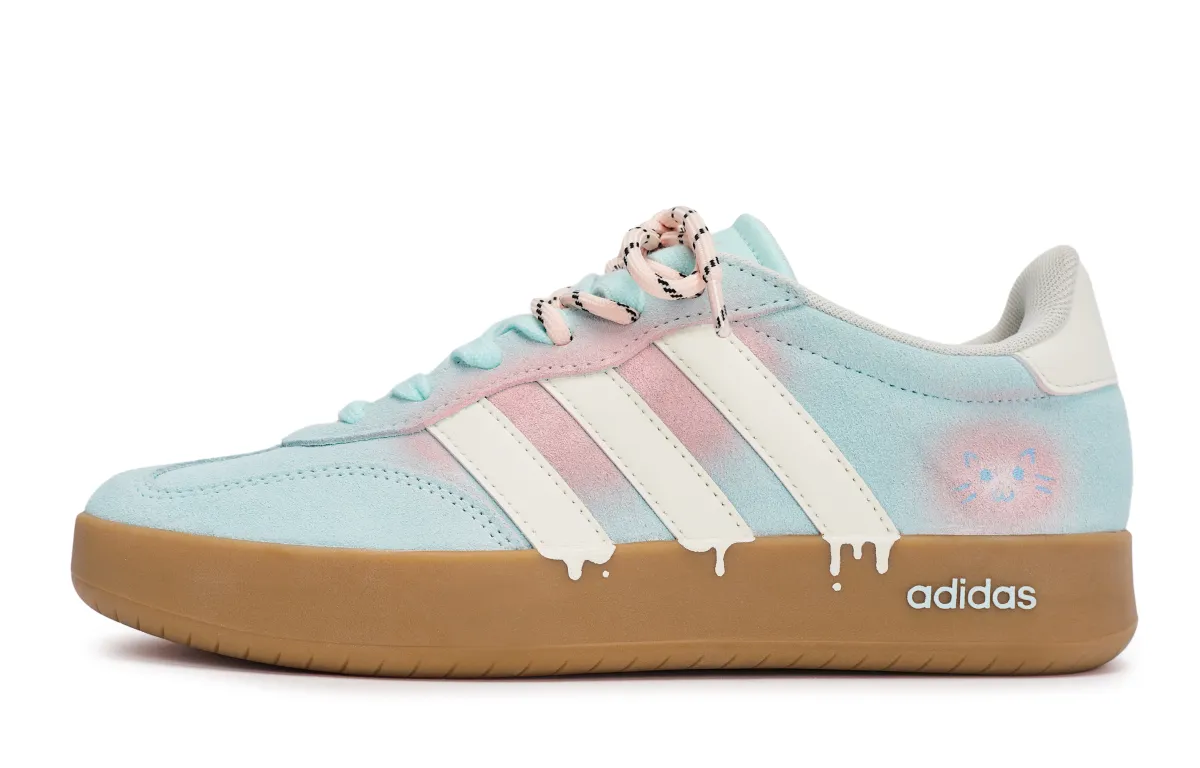 Adidas BARREDA REGO Hot Dog, Cat And Puppy Abrasion Resistant Low top Skateboard Shoes Unisex Blue White Pink