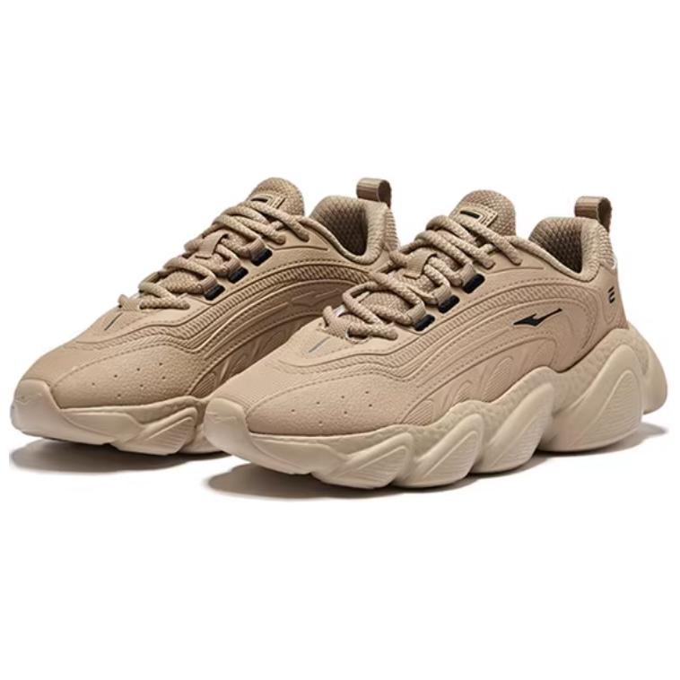 Erke Synthetic Leather, Textile Slip Resistant Abrasion Resistant Low top Casual Running Shoes Women’s Brown