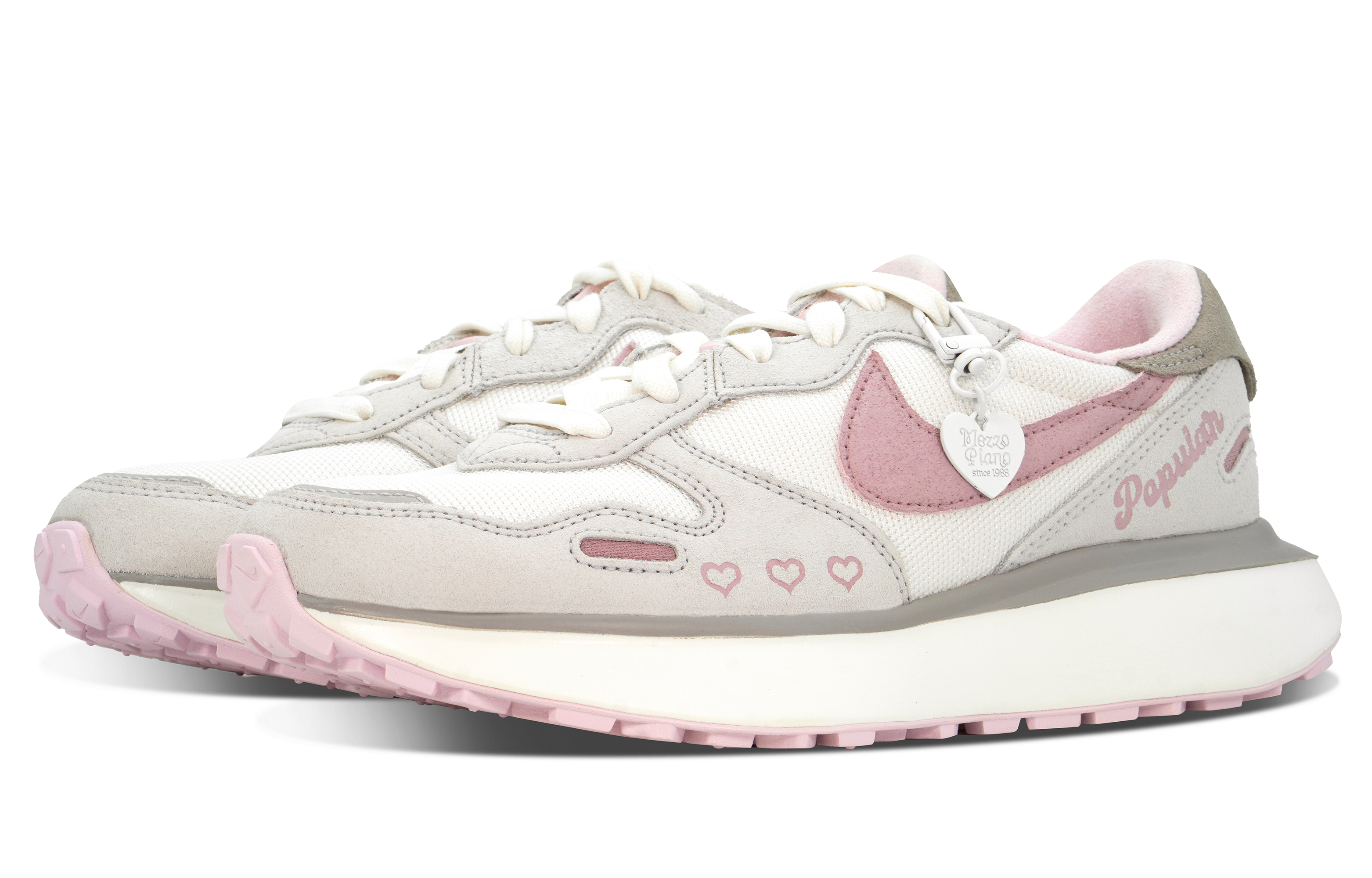 Nike Phoenix Waffle Mesh Cushioning Low top Casual City Commuting Running Shoes Women’s Gray White Pink