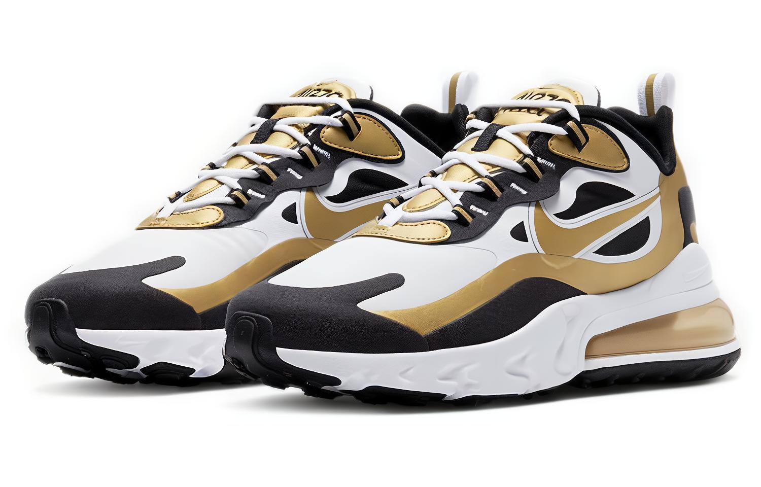 Мужские кроссовки Nike Air Max 270 React (черно-золотые) — фото 3