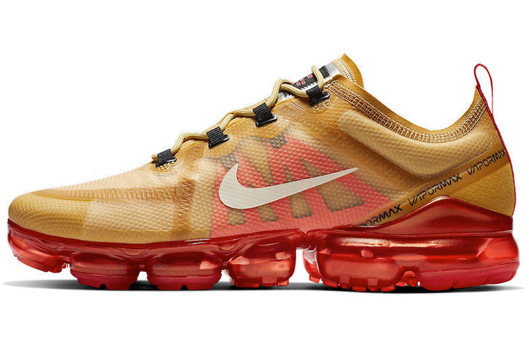 Nike VaporMax 2019 OG model, comfortable and versatile fabric, low-top air cushion, casual running shoes, same style for men and women, gold red