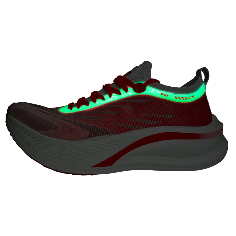 IRUNSVAN Running Shoes Unisex Mismatched Color Jade Green & Red
