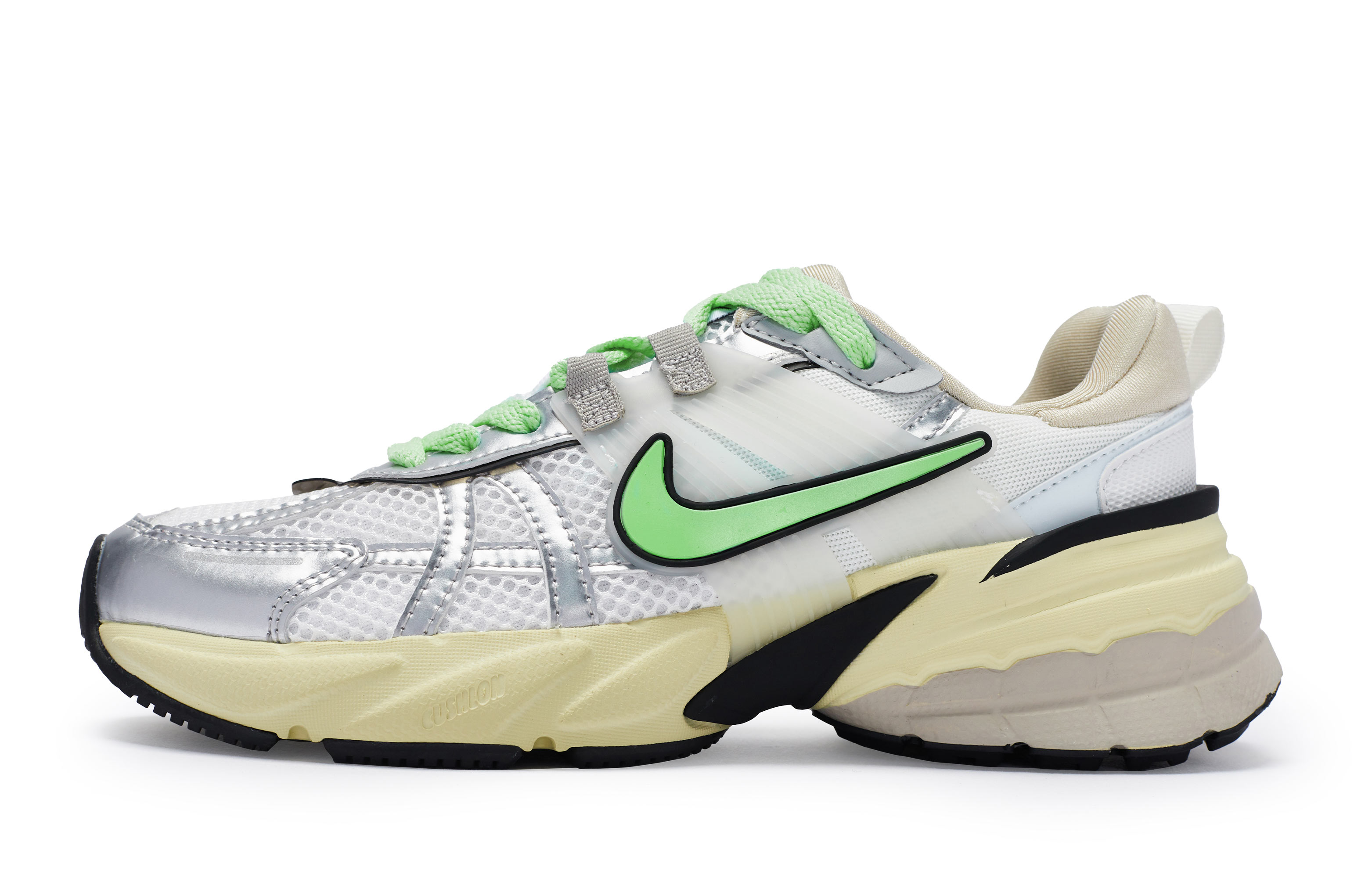 Nike V2K Run Cushioning Slip Resistant Waterproof Low top Running Shoes Women’s White Silver Green