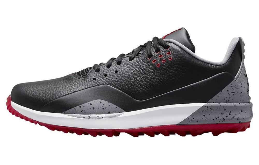 Jordan ADG 3 \"Black Cement\" First-layer cowhide, second-layer cowhide TPU, comfortable and simple, shock-absorbing, non-slip, wear-resistant, wrapping support, low-cut golf shoes, men's black and red