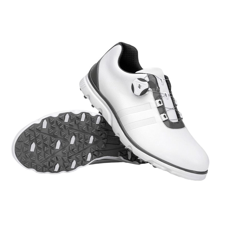 PGM Slip Resistant, Abrasion Resistant, Breathable Low top Golf Shoes Men’s White Gray